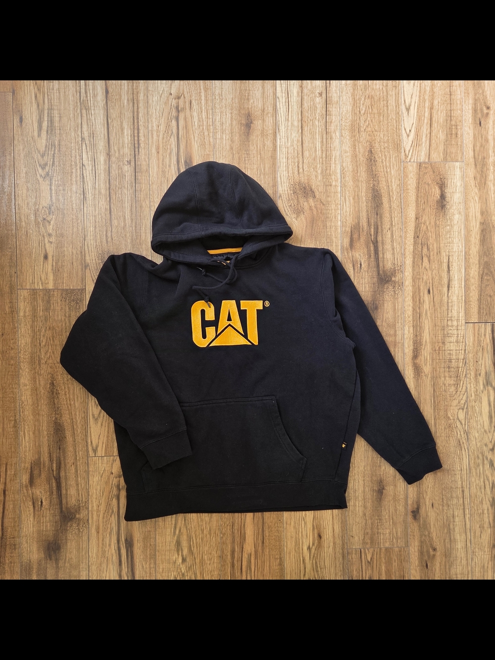 CAT men's Black Heavyweight Logo Hoodie Size XL